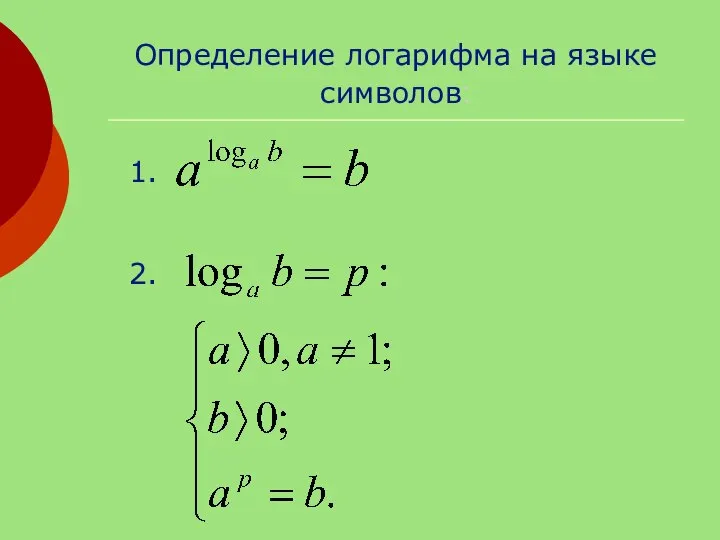 Определение логарифма на языке символов: