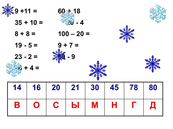 9 +11 = 60 + 18 35 + 10 = 20