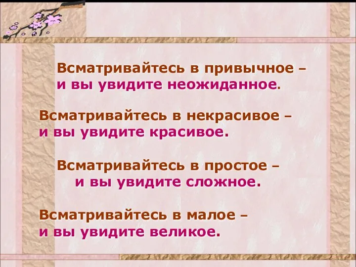 Всматривайтесь в привычное – и вы увидите неожиданное. Всматривайтесь в некрасивое