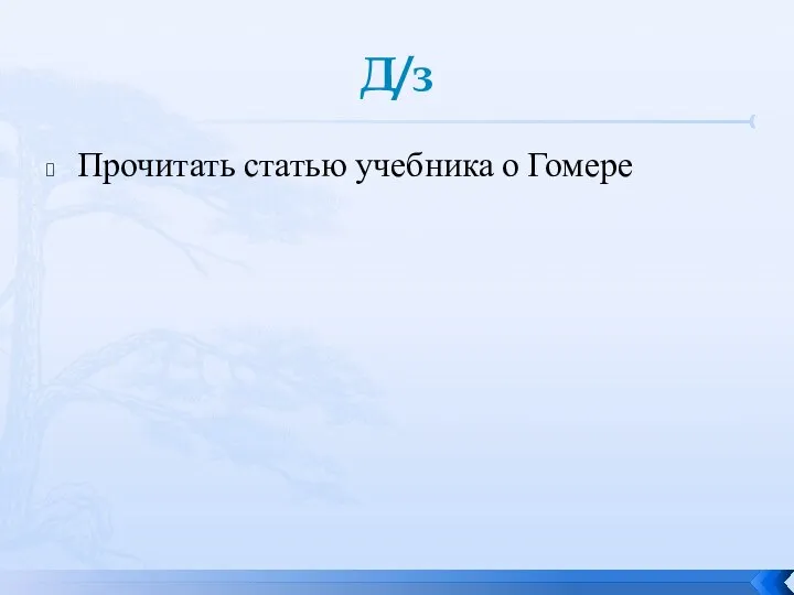 Д/з Прочитать статью учебника о Гомере