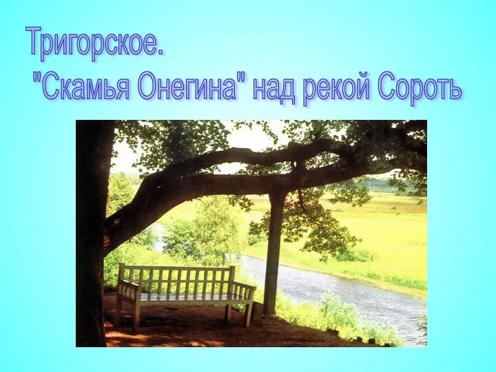 Тригорское. "Скамья Онегина" над рекой Сороть Тригорское. "Скамья Онегина" над рекой Сороть