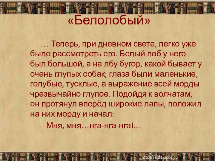 «Белолобый» … Теперь, при дневном свете, легко уже было рассмотреть его.