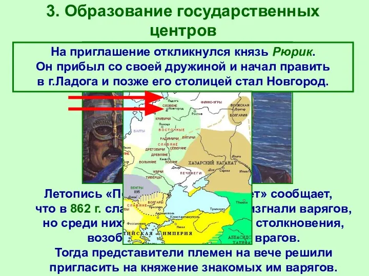 3. Образование государственных центров Летопись «Повесть временных лет» сообщает, что в