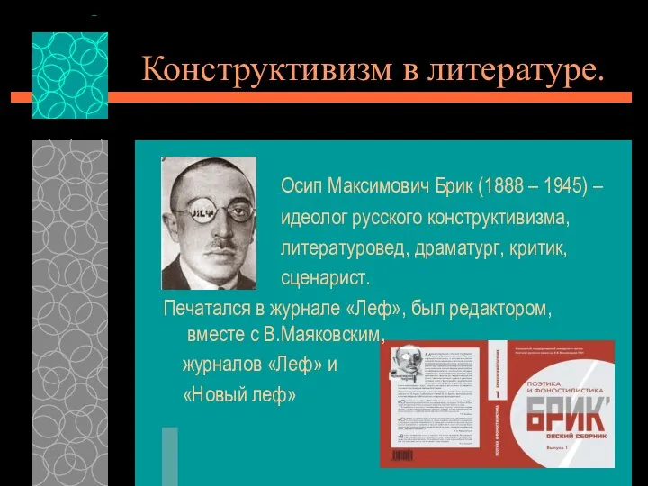 Конструктивизм в литературе. Осип Максимович Брик (1888 – 1945) – идеолог