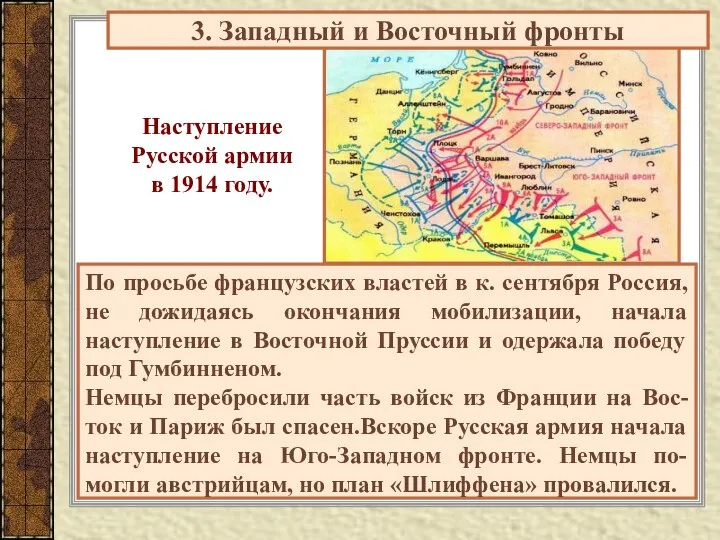 3. Западный и Восточный фронты По просьбе французских властей в к.