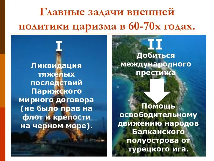 Главные задачи внешней политики царизма в 60-70х годах. Ликвидация тяжелых последствий