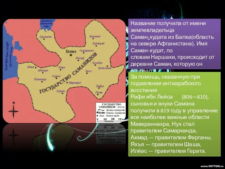 История династии Название получила от имени землевладельца Саман-худата из Балха(область на