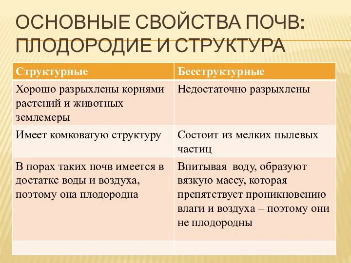 Основные свойства почв: плодородие и структура