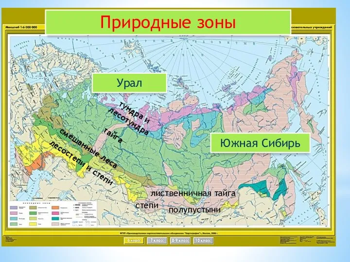 Природные зоны Урал Южная Сибирь тундра и лесотундра тайга смешанные леса