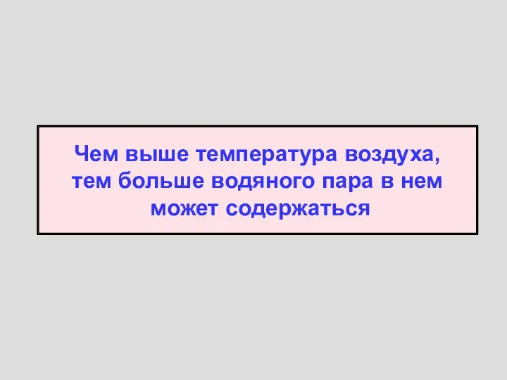 Чем выше температура воздуха, тем больше водяного пара в нем может содержаться