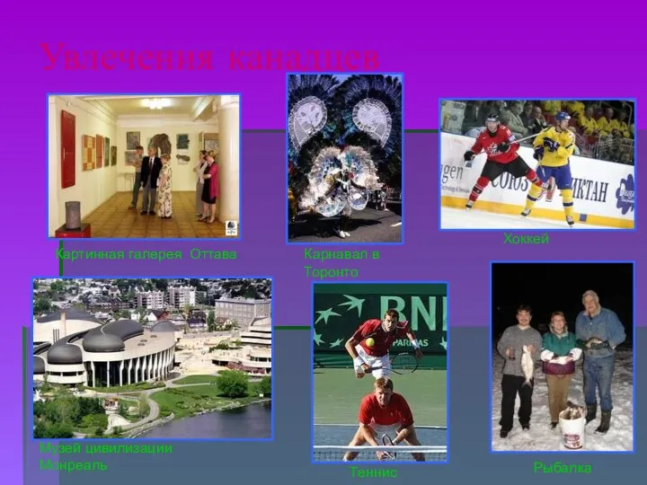 Увлечения канадцев Музей цивилизации Монреаль Теннис Хоккей Рыбалка Карнавал в Торонто Картинная галерея Оттава