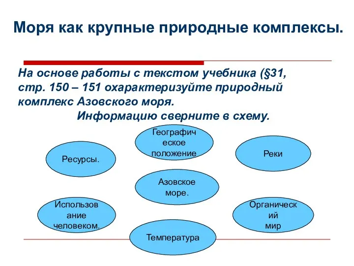 Моря как крупные природные комплексы. На основе работы с текстом учебника