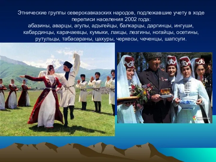 Этнические группы северокавказских народов, подлежавшие учету в ходе переписи населения 2002