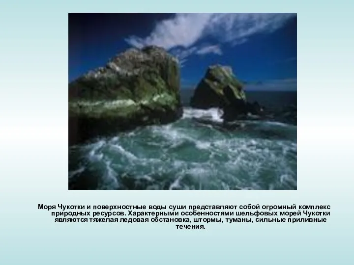 Моря Чукотки и поверхностные воды суши представляют собой огромный комплекс природных