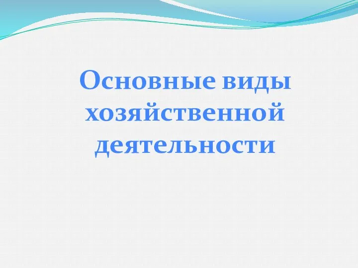 Основные виды хозяйственной деятельности