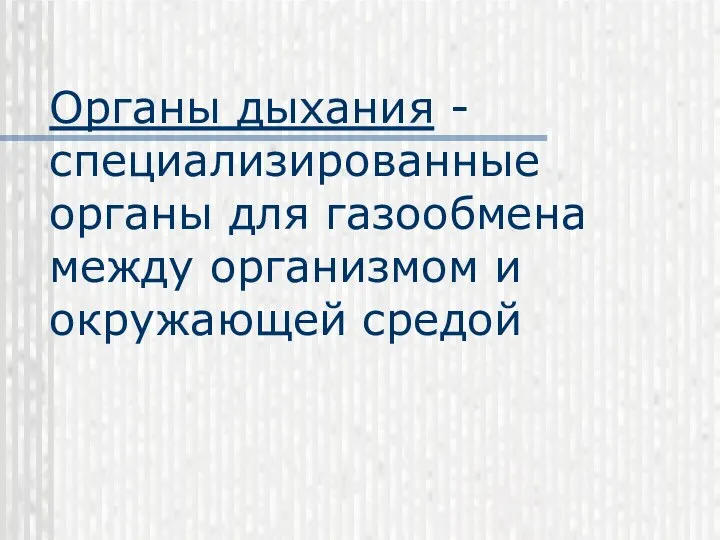 Органы дыхания - специализированные органы для газообмена между организмом и окружающей средой