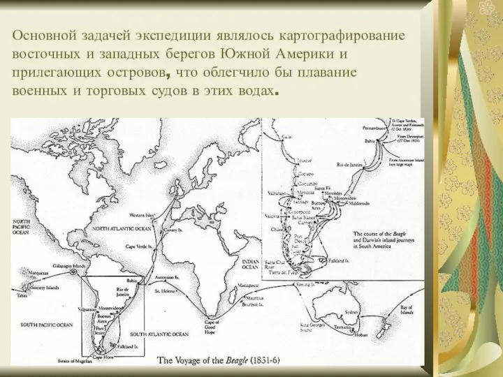 Основной задачей экспедиции являлось картографирование восточных и западных берегов Южной Америки