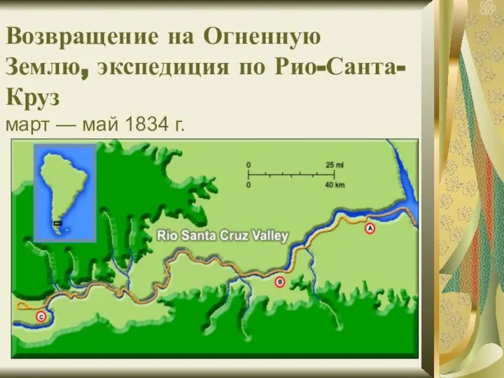 Возвращение на Огненную Землю, экспедиция по Рио-Санта-Круз март — май 1834 г.