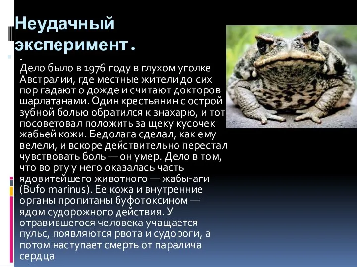 Неудачный эксперимент. . Дело было в 1976 году в глухом уголке