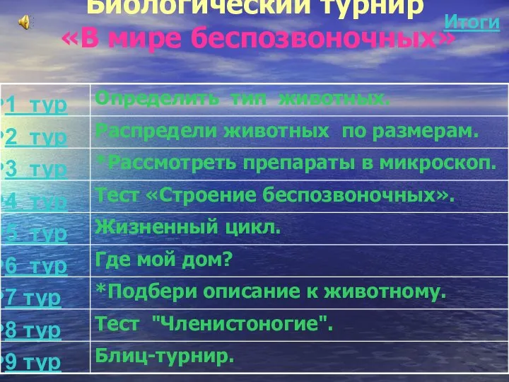 Биологический турнир «В мире беспозвоночных» Итоги