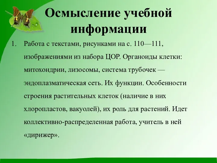 Осмысление учебной информации Работа с текстами, рисунками на с. 110—111, изображениями