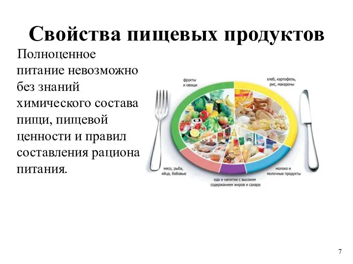 Свойства пищевых продуктов Полноценное питание невозможно без знаний химического состава пищи,