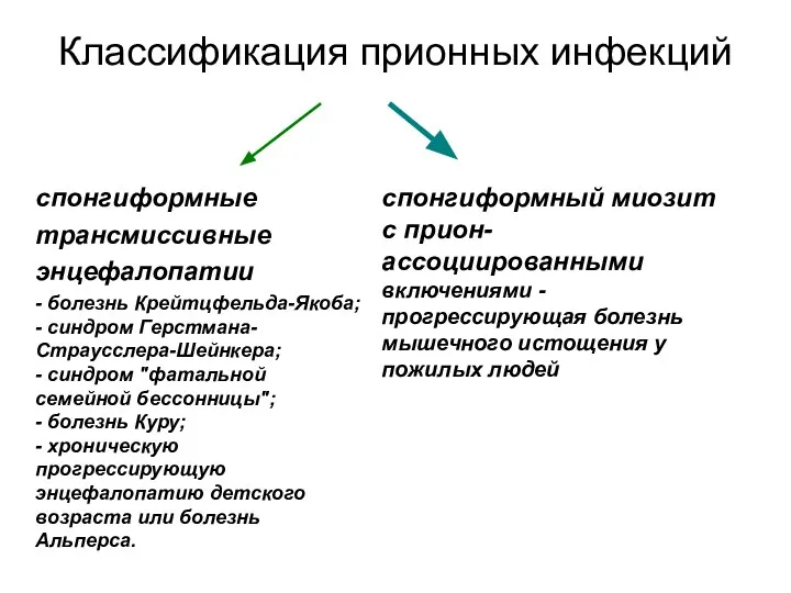 Классификация прионных инфекций