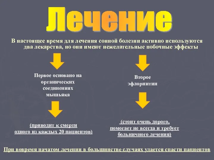 В настоящее время для лечения сонной болезни активно используются два лекарства,