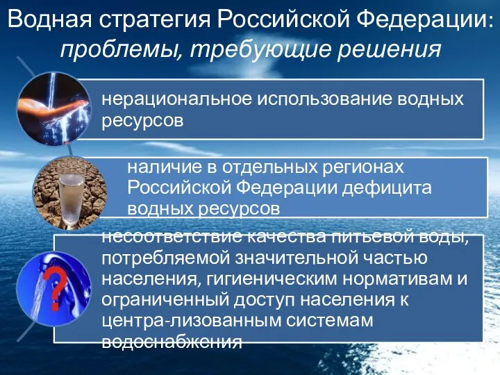 Водная стратегия Российской Федерации: проблемы, требующие решения