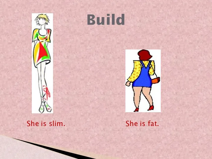 Build She is slim. She is fat.