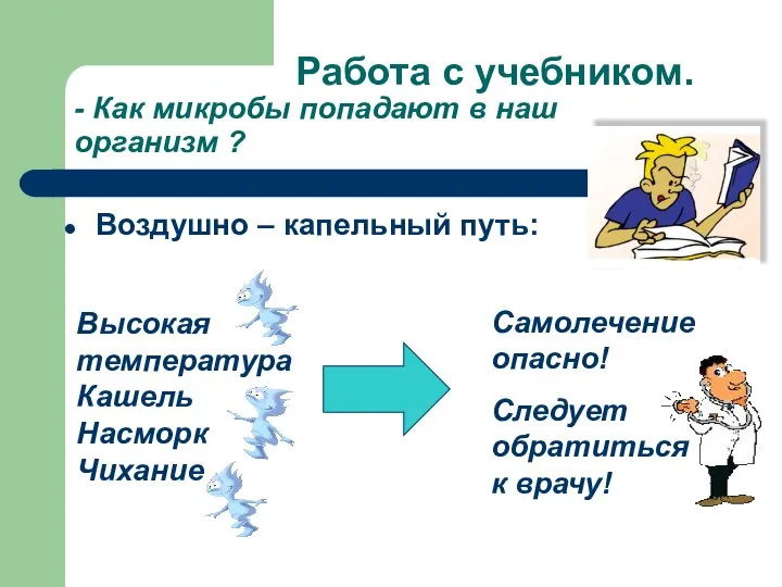 Работа с учебником. - Как микробы попадают в наш организм ?