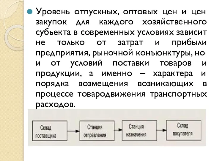 Уровень отпускных, оптовых цен и цен закупок для каждого хозяйственного субъекта