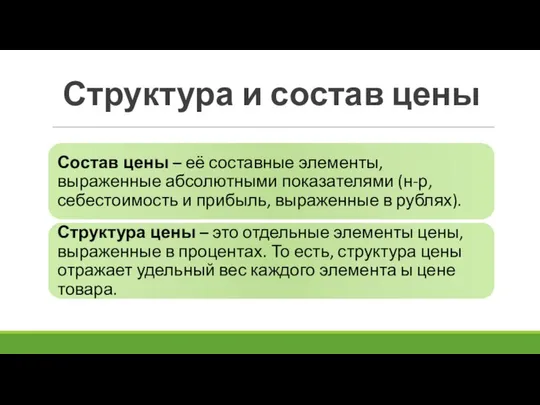 Структура и состав цены