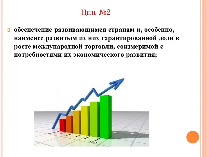 Цель №2 обеспечение развивающимся странам и, особенно, наименее развитым из них