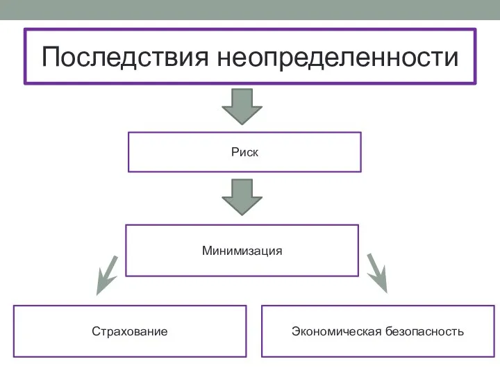 Последствия неопределенности Риск Минимизация Экономическая безопасность Страхование