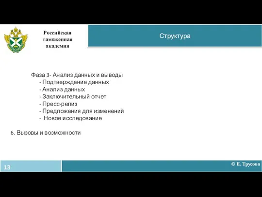 Структура Российская таможенная академия Фаза 3- Анализ данных и выводы -