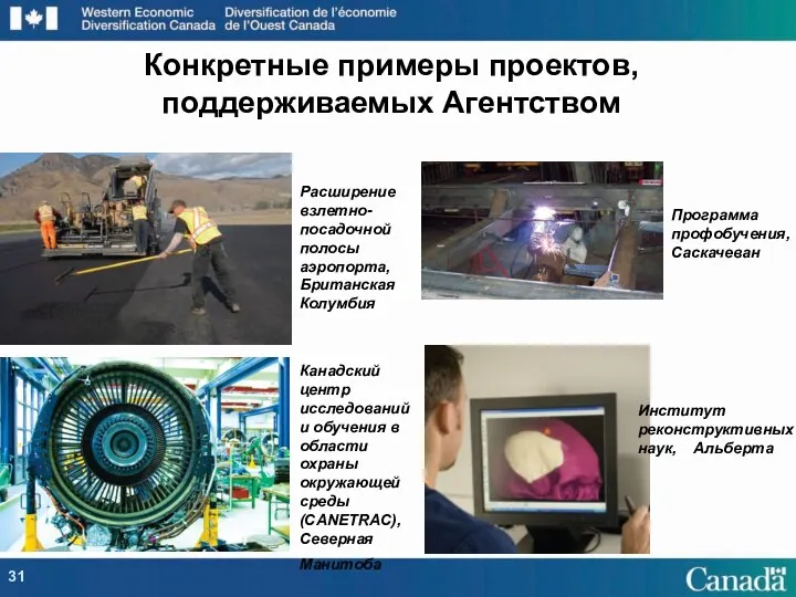 Конкретные примеры проектов, поддерживаемых Агентством Канадский центр исследованийи обучения в области