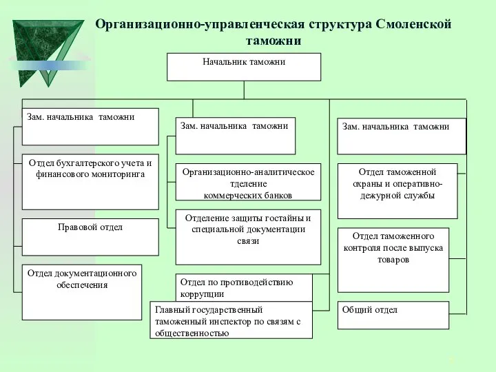 Организационно-управленческая структура Смоленской таможни