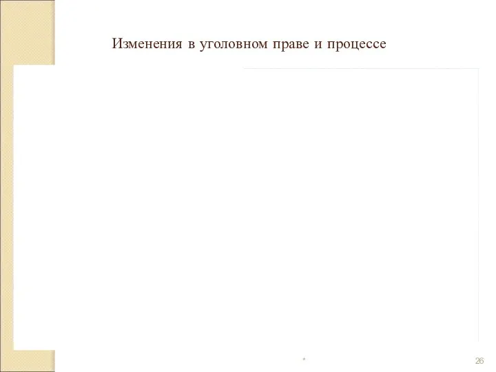 * Изменения в уголовном праве и процессе Наиболее характерные тенденции в