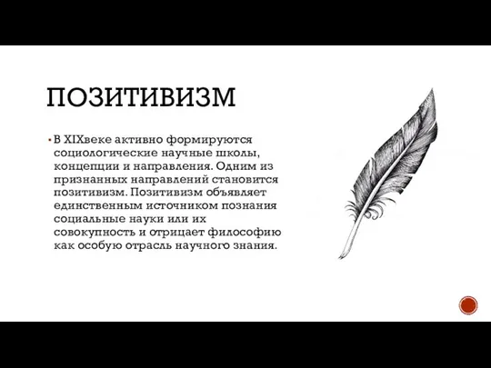 Позитивизм В XIXвеке активно формируются социологические научные школы, концепции и направления.