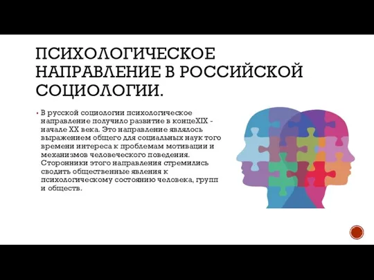 Психологическое направление в российской социологии. В русской социологии психологическое направление получило