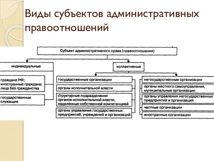 Виды субъектов административных правоотношений