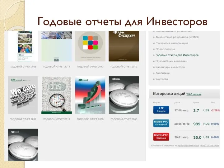 Годовые отчеты для Инвесторов