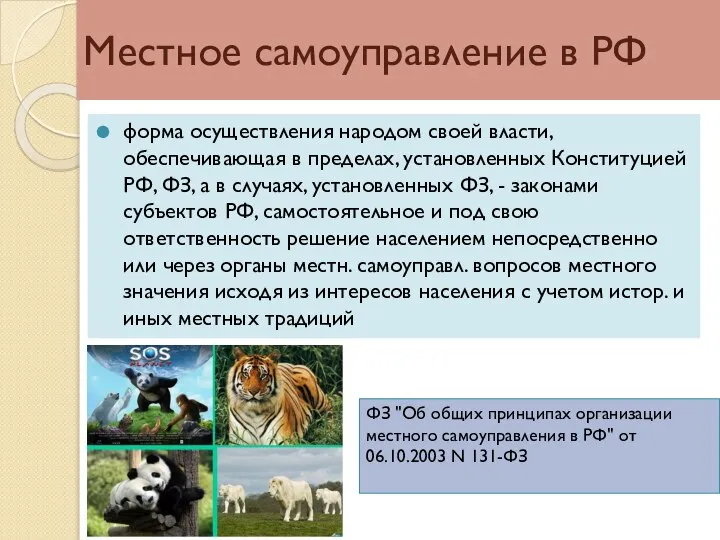 Местное самоуправление в РФ форма осуществления народом своей власти, обеспечивающая в