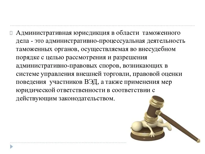 Административная юрисдикция в области таможенного дела - это административно-процессуальная деятельность таможенных