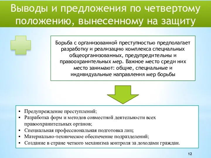 Выводы и предложения по четвертому положению, вынесенному на защиту Предупреждение преступлений;