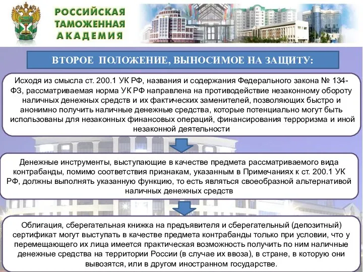 ВТОРОЕ ПОЛОЖЕНИЕ, ВЫНОСИМОЕ НА ЗАЩИТУ: Денежные инструменты, выступающие в качестве предмета