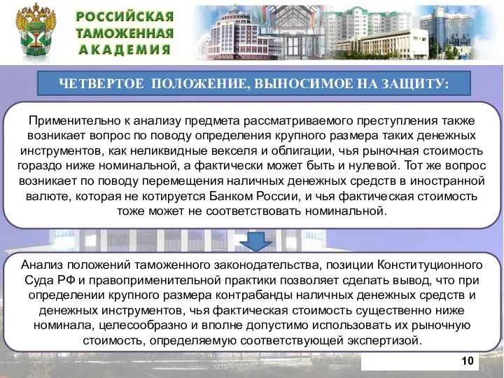 ЧЕТВЕРТОЕ ПОЛОЖЕНИЕ, ВЫНОСИМОЕ НА ЗАЩИТУ: Анализ положений таможенного законодательства, позиции Конституционного