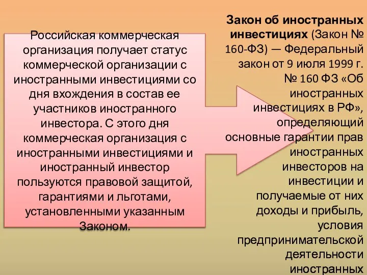 Российская коммерческая организация получает статус коммерческой организации с иностранными инвестициями со