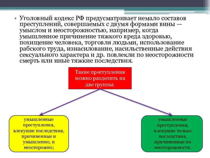 Уголовный кодекс РФ предусматривает немало составов преступлений, совершаемых с двумя формами